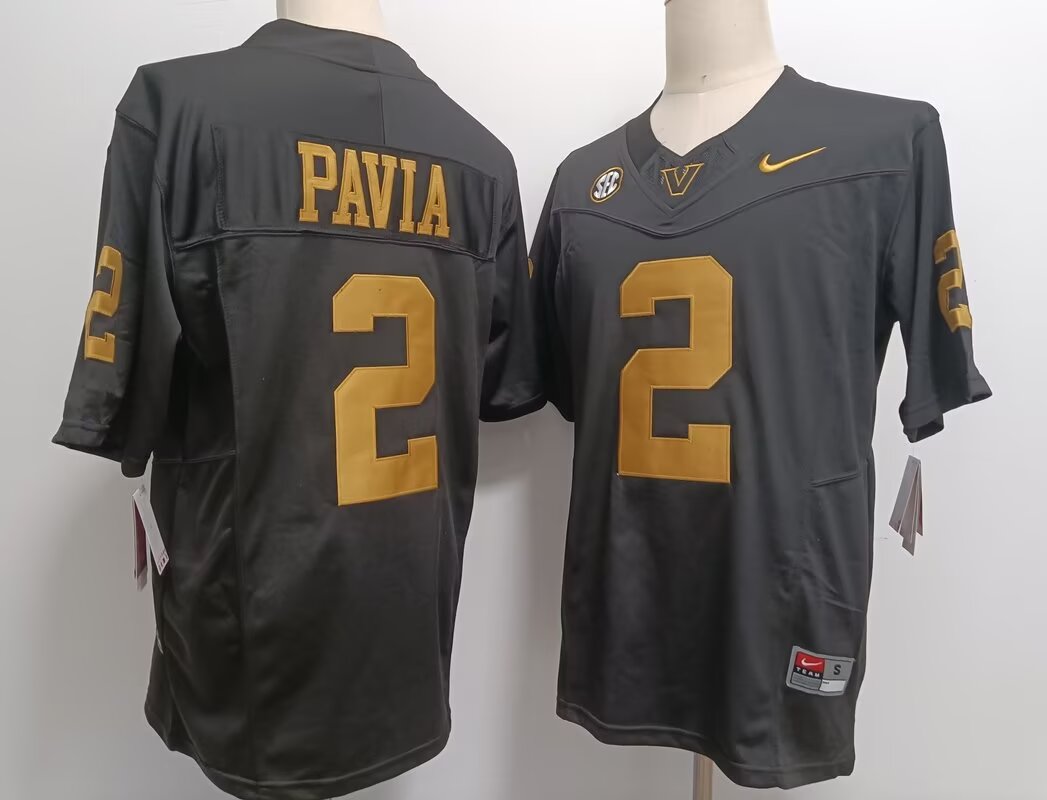 Men Vanderbilt Commodores #2 Diego Pavia  black 2024 Nike NCAA jersey style 2